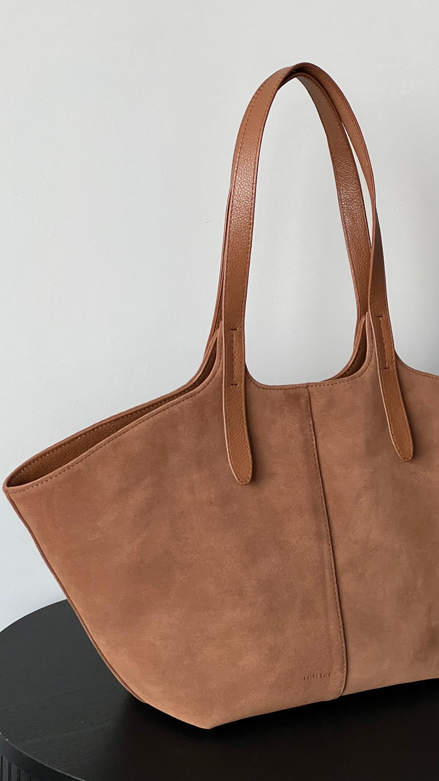 CARAMEL BROWN SUEDE TOTE BAG