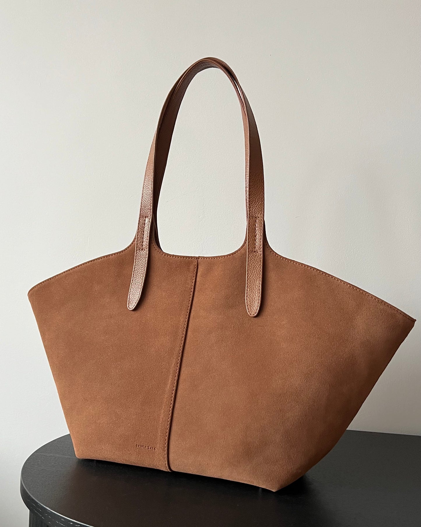 CARAMEL BROWN SUEDE TOTE BAG