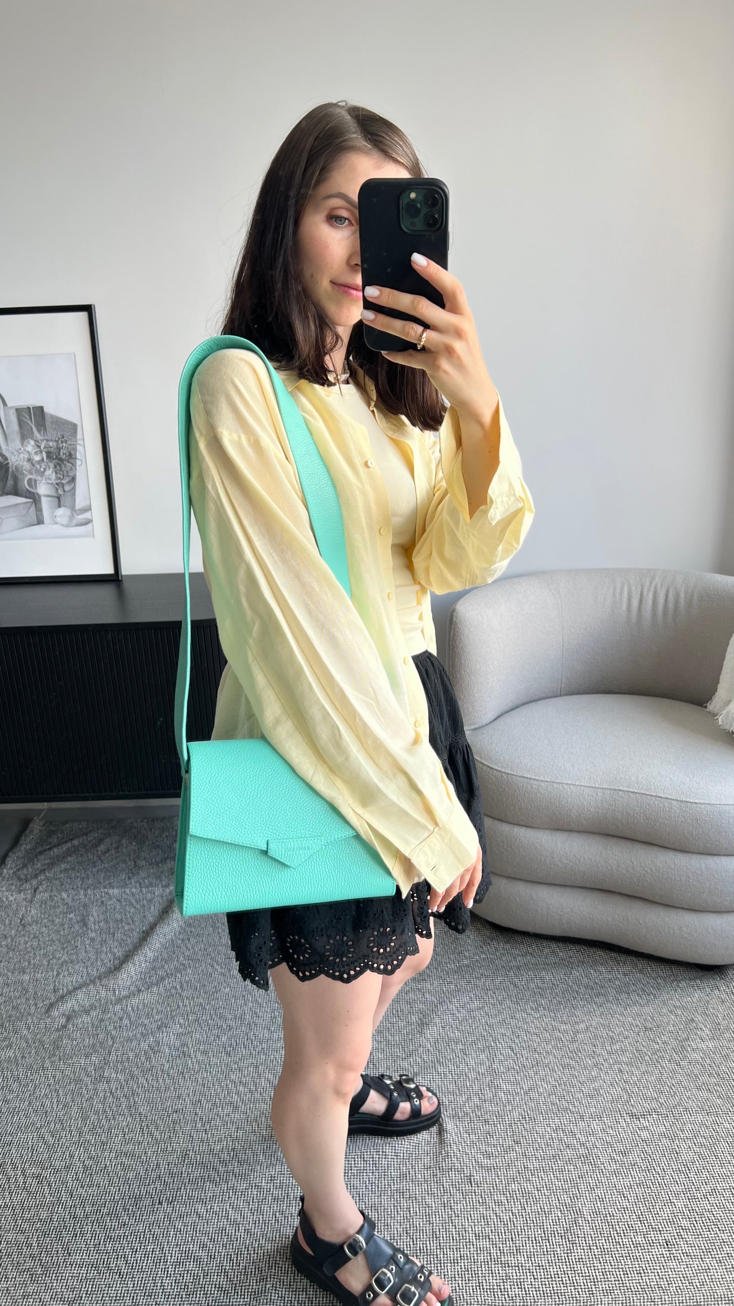 CROSS BODY BAG IN TURQUOISE LEATHER