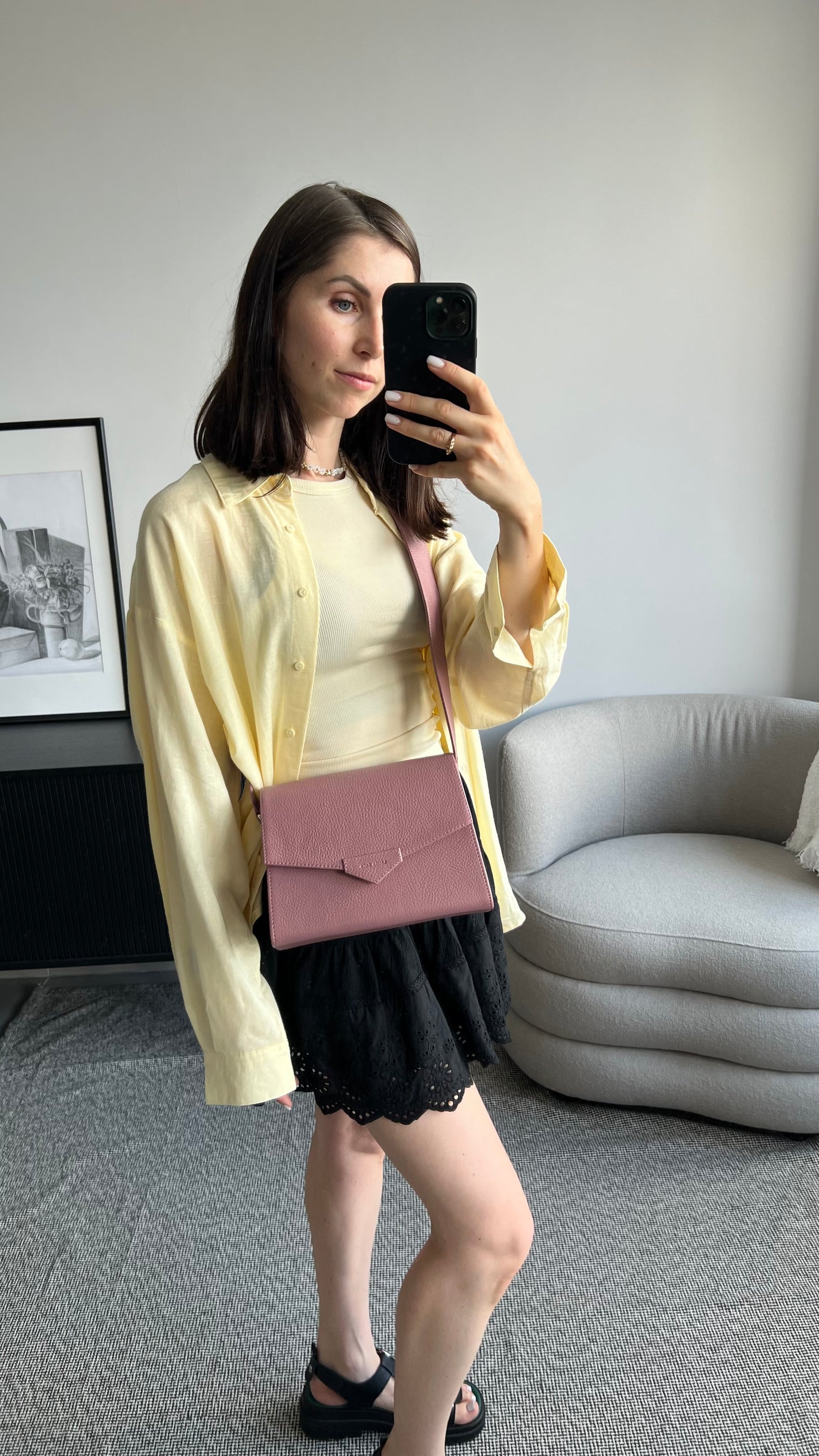 CROSS BODY BAG IN DUSTY PINK LEATHER
