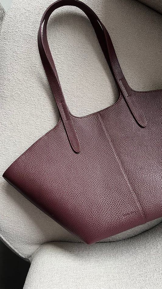 BURGUNDY LEATHER TOTE BAG