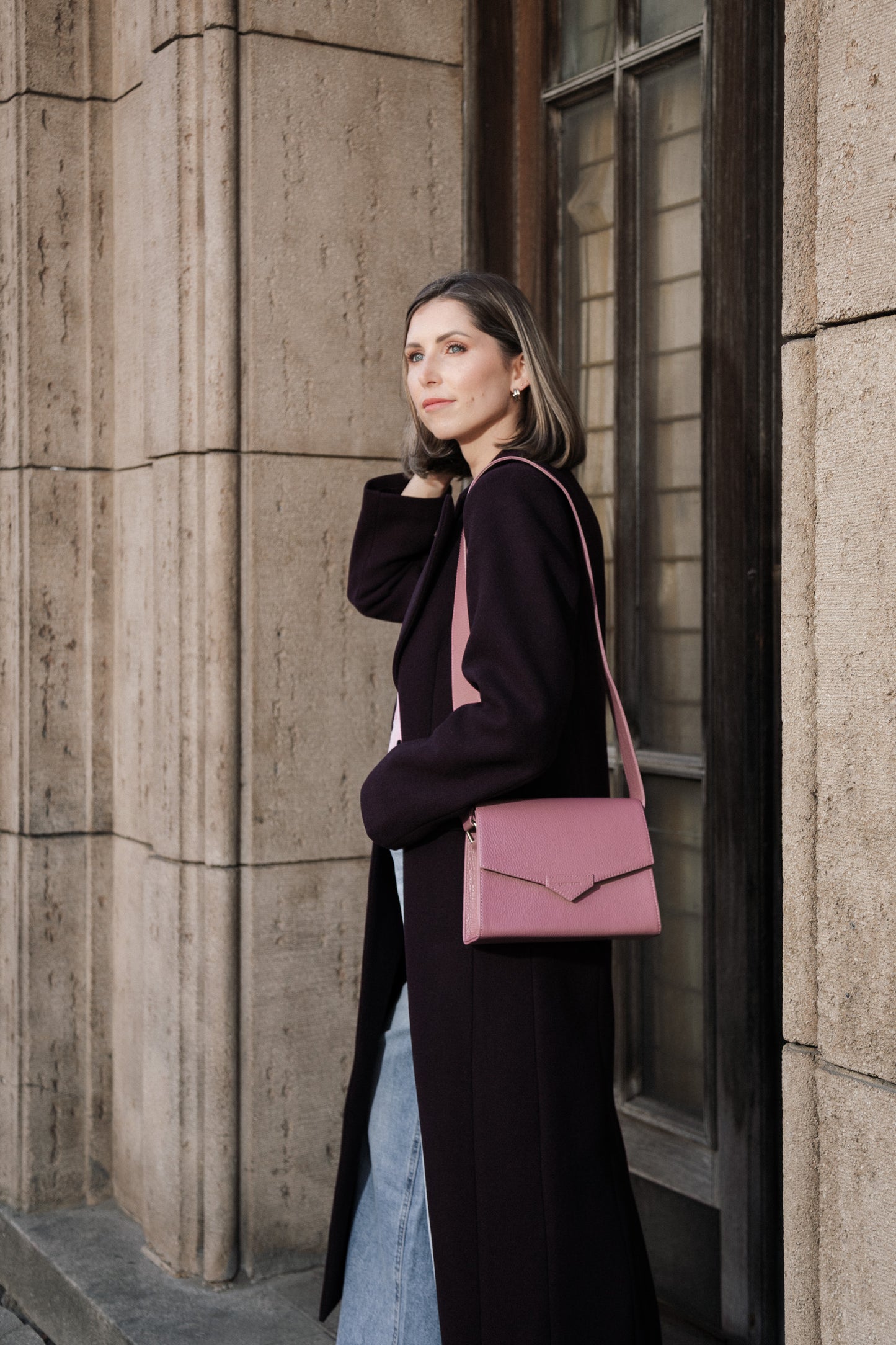 CROSS BODY BAG IN DUSTY PINK LEATHER