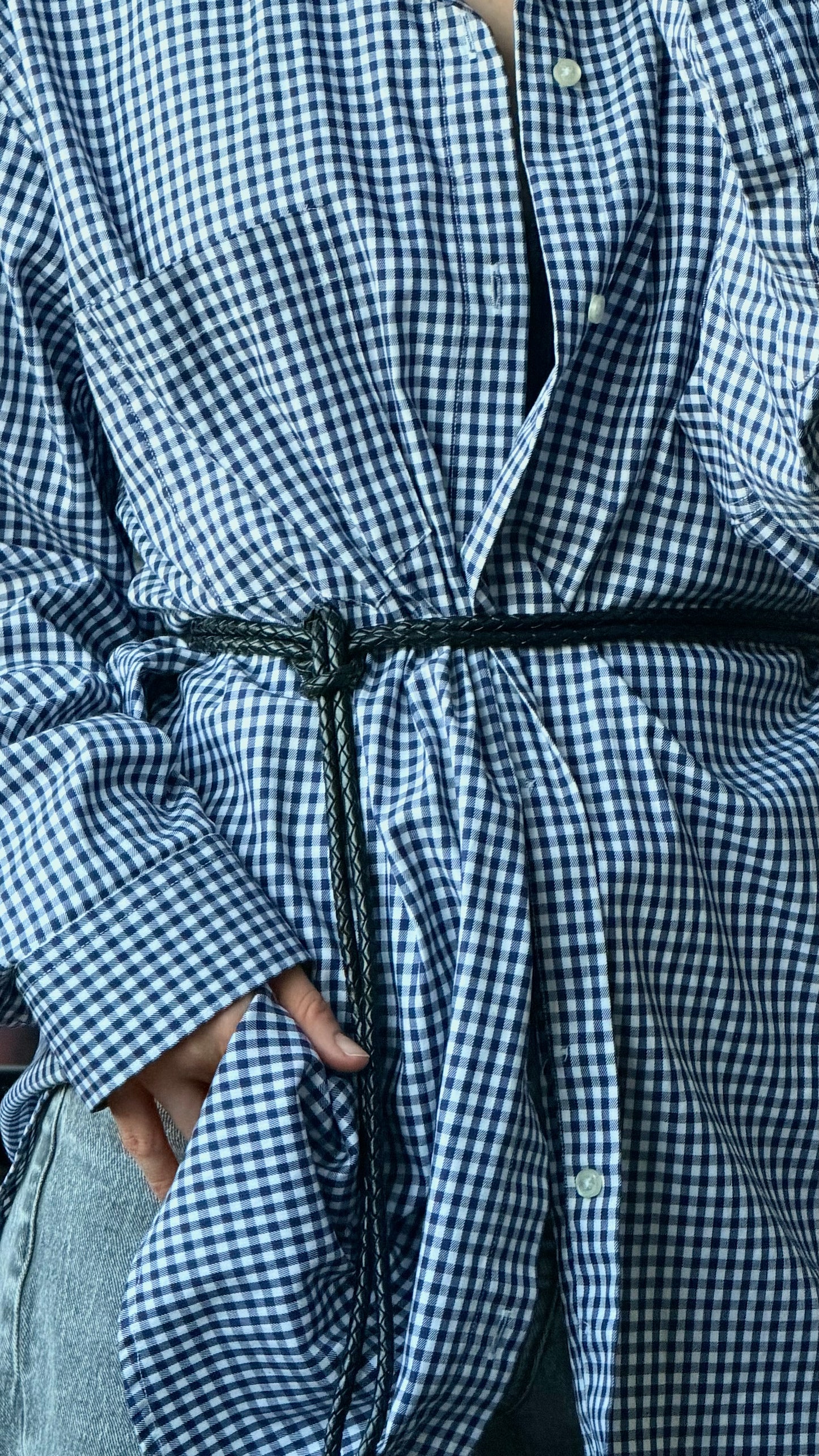 BRAIDED LEATHER CORD BELT