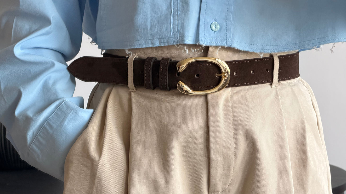 CHOCOLATE BROWN SUEDE BELT