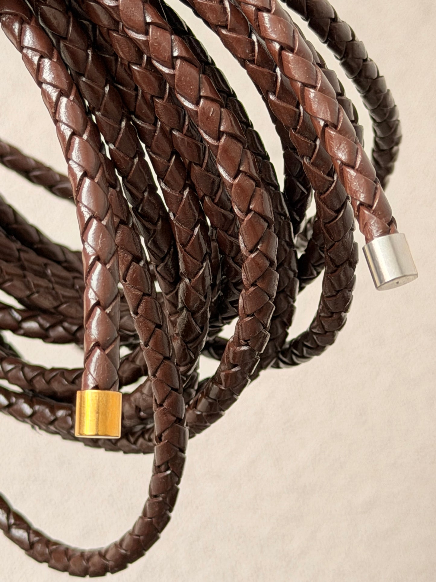 CHOCOLATE BROWN BRAIDED LEATHER CORD BELT