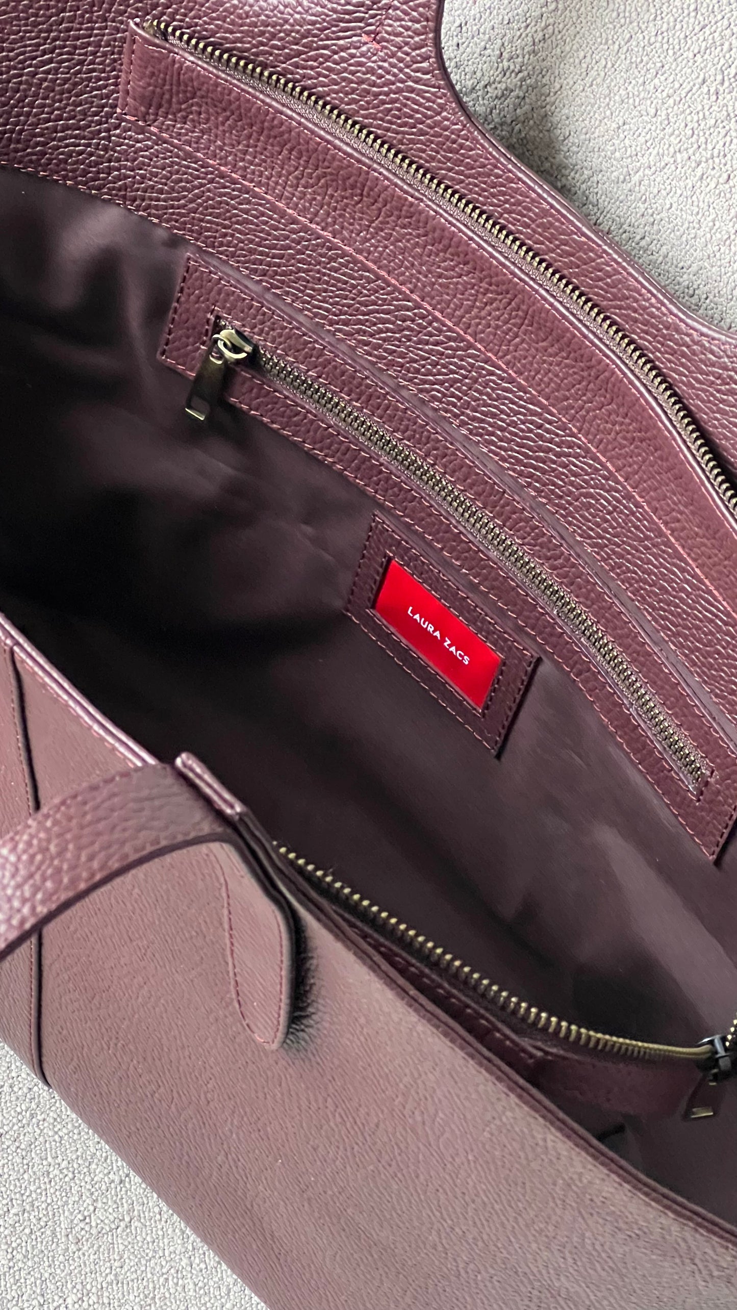 BURGUNDY LEATHER TOTE BAG