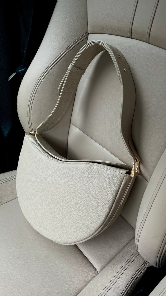 BEIGE LEATHER HANDBAG WAVE