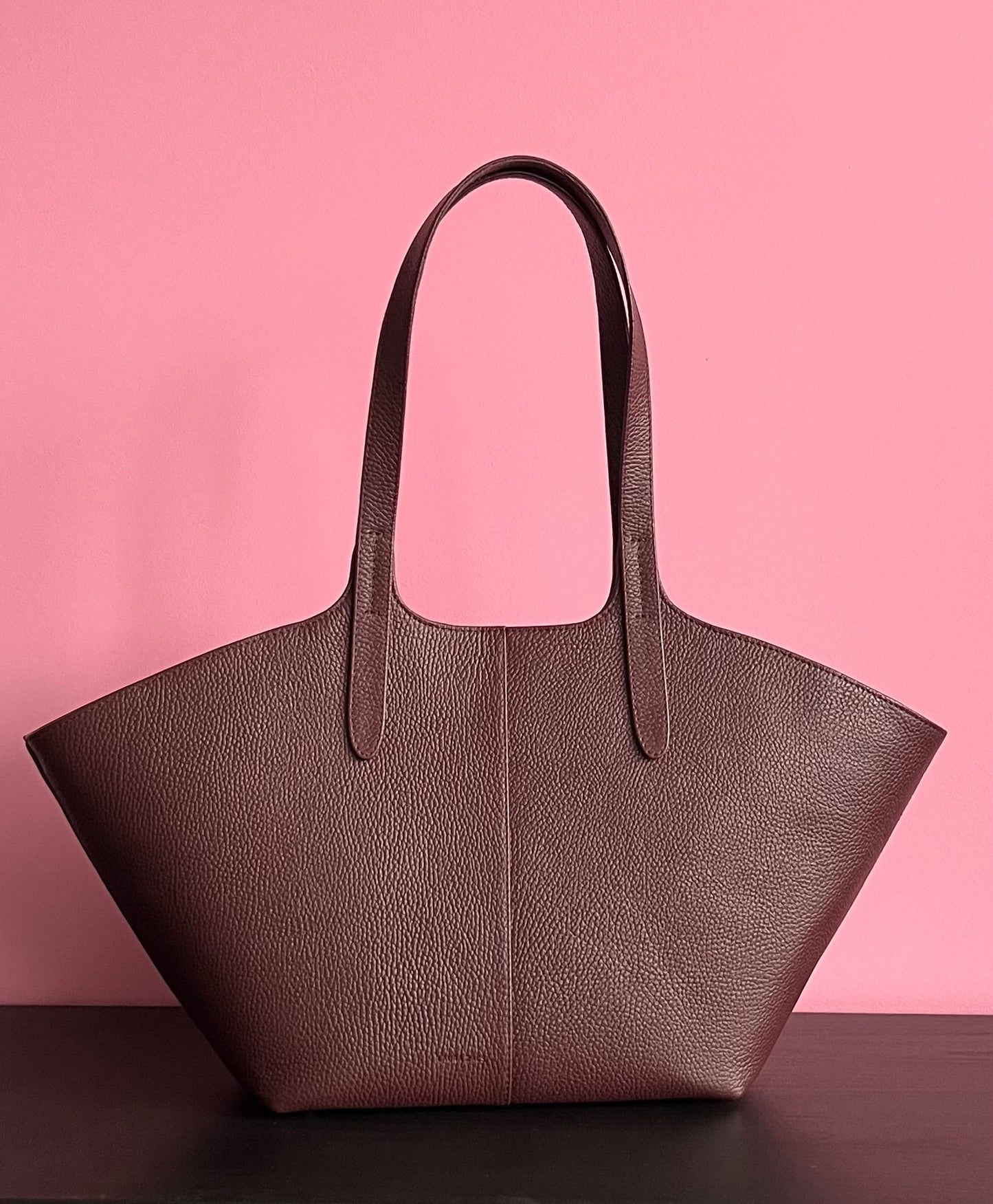 BURGUNDY LEATHER TOTE BAG
