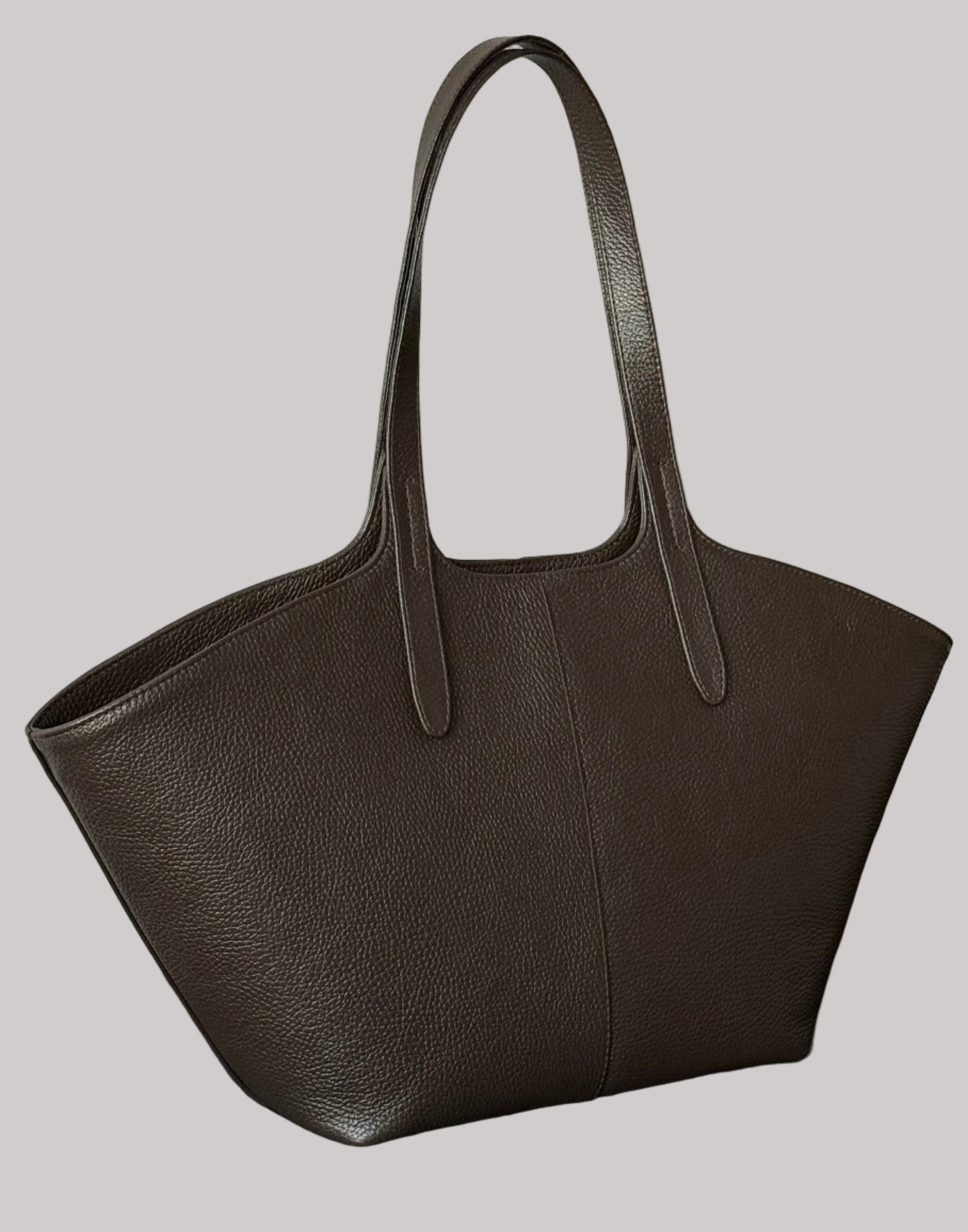 CHOCOLATE BROWN LEATHER TOTE BAG