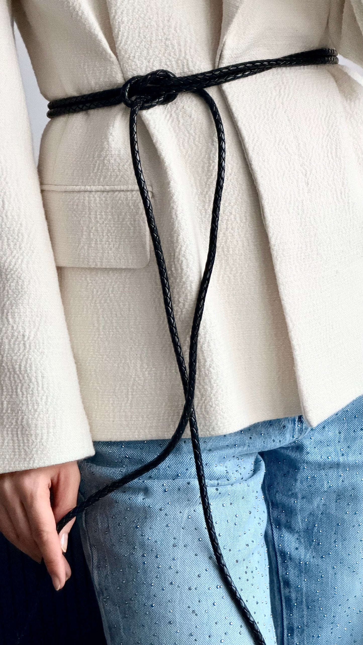 BRAIDED LEATHER CORD BELT