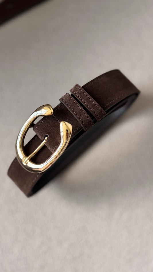 CHOCOLATE BROWN SUEDE BELT