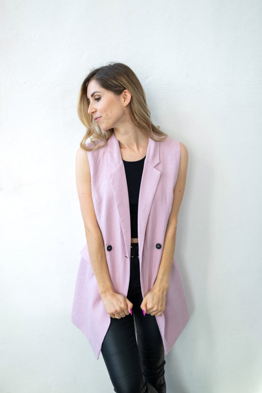 LIGHT PINK LINEN VEST