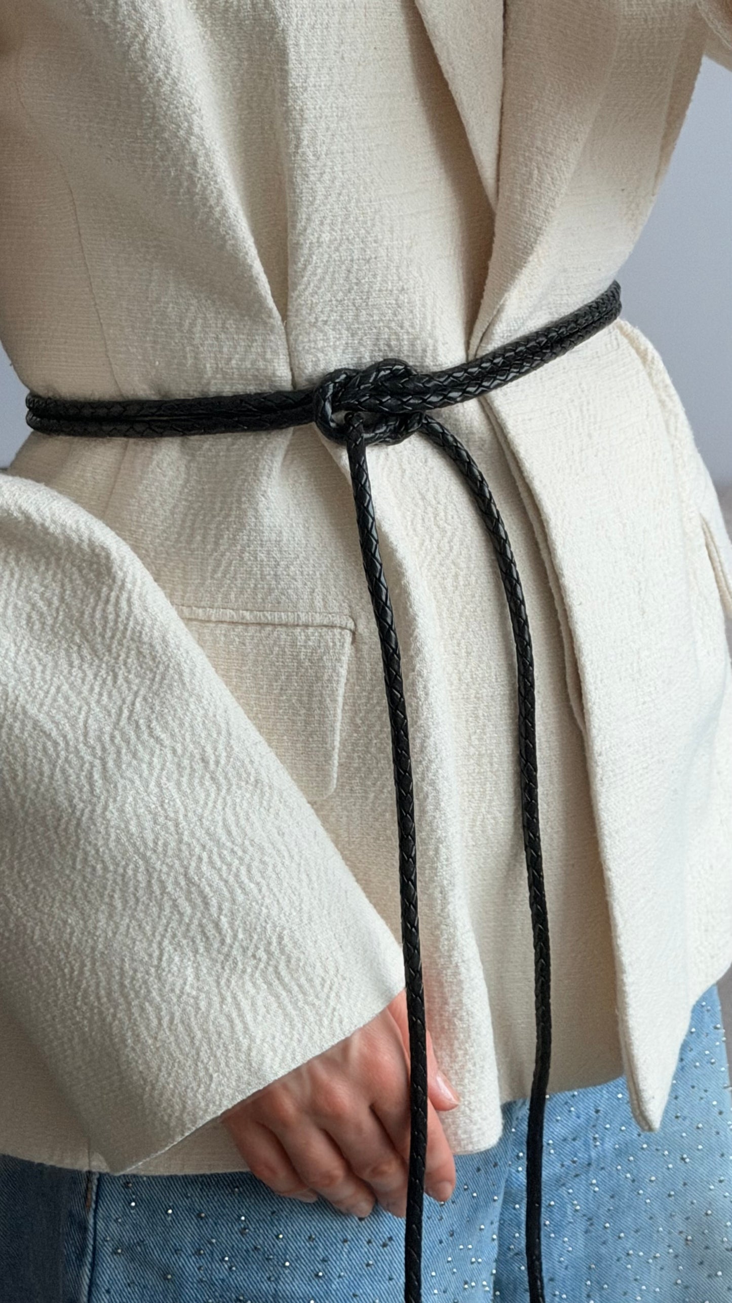 BRAIDED LEATHER CORD BELT