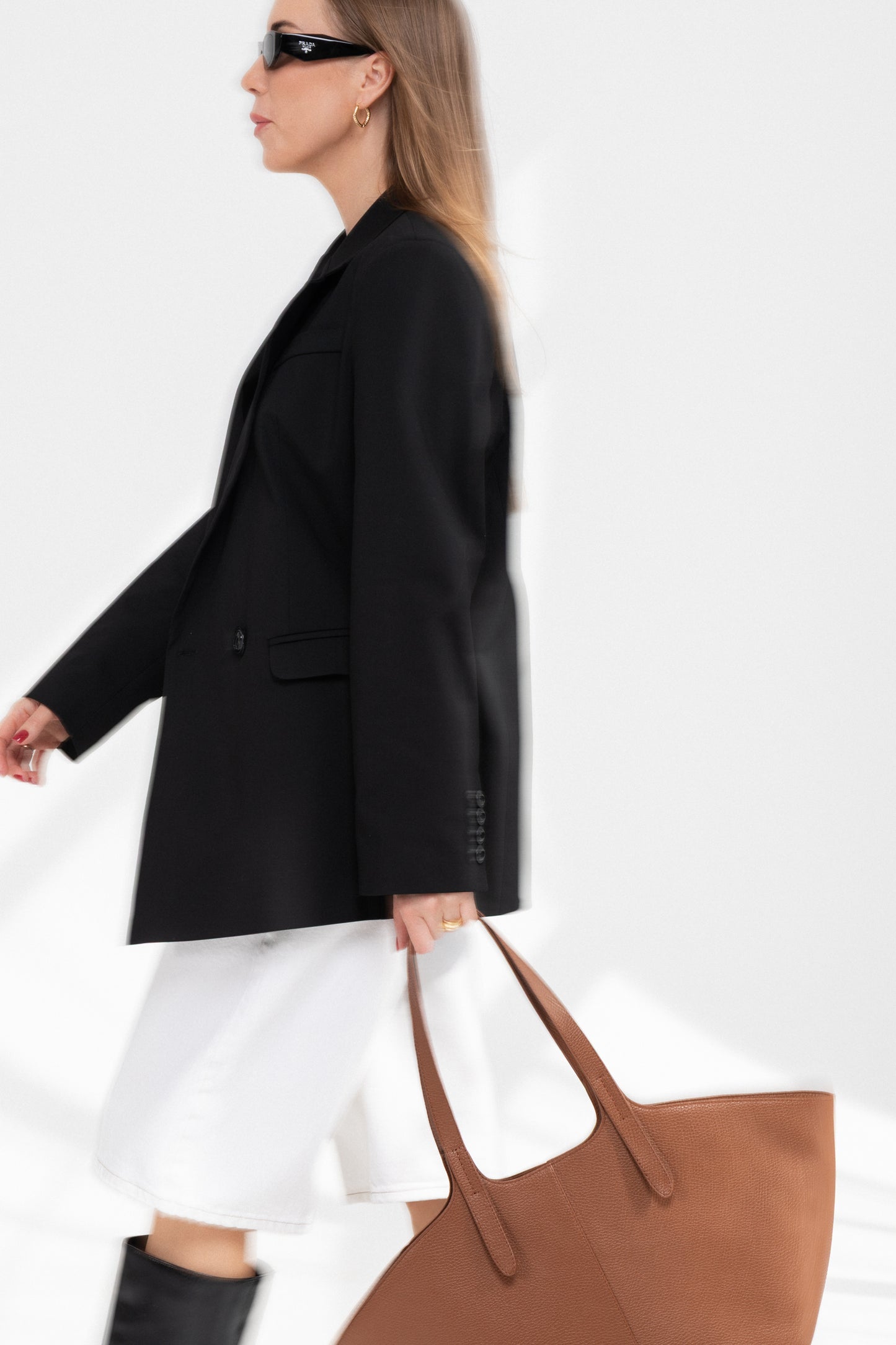 CARAMEL BROWN GRAINED LEATHER TOTE BAG