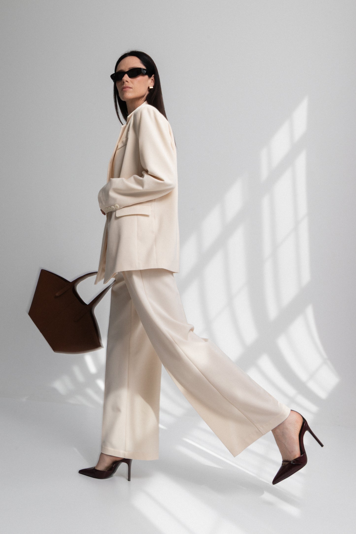 CARAMEL BROWN GRAINED LEATHER TOTE BAG
