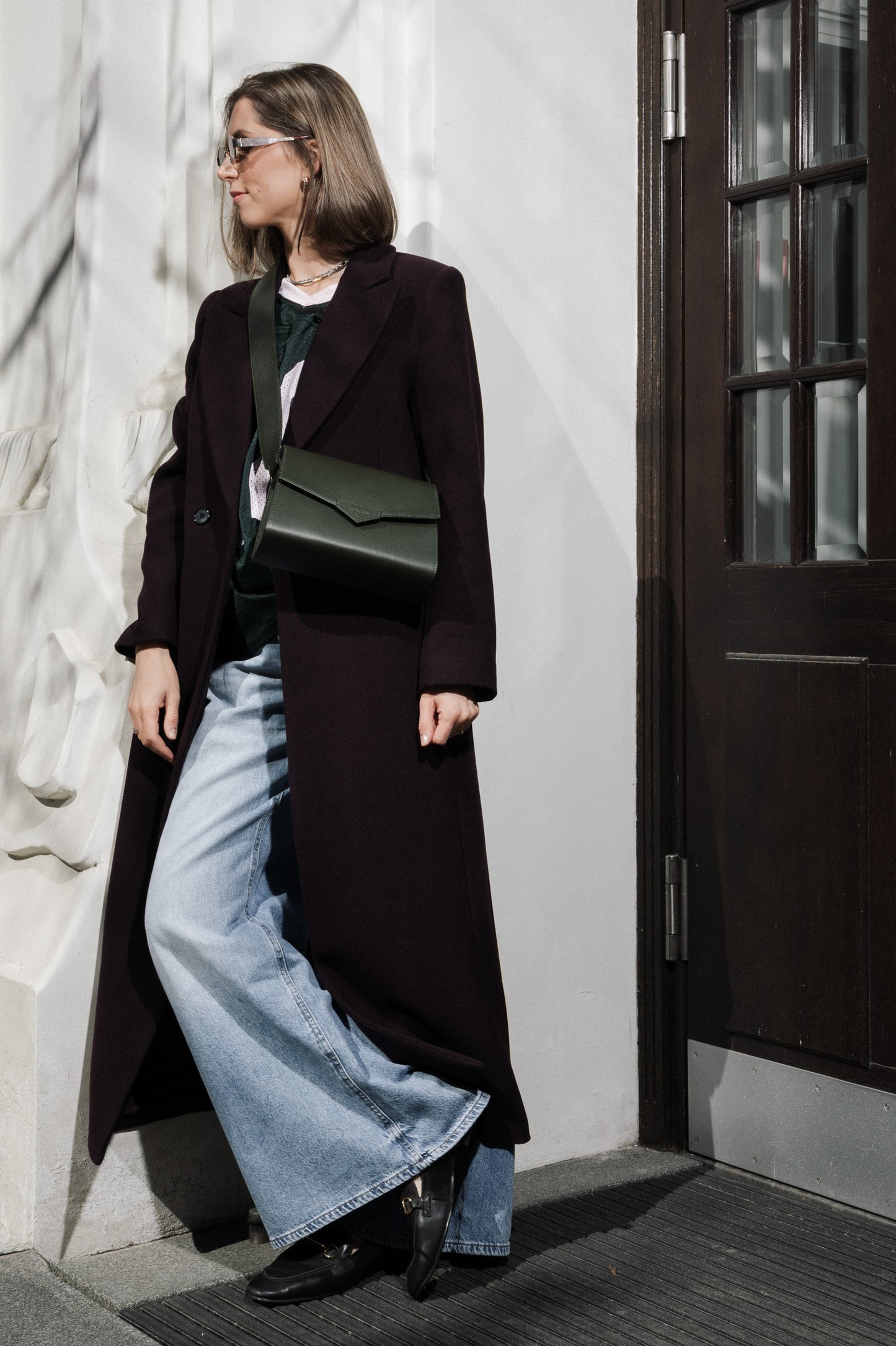 CROSS BODY BAG IN DARK GREEN LEATHER