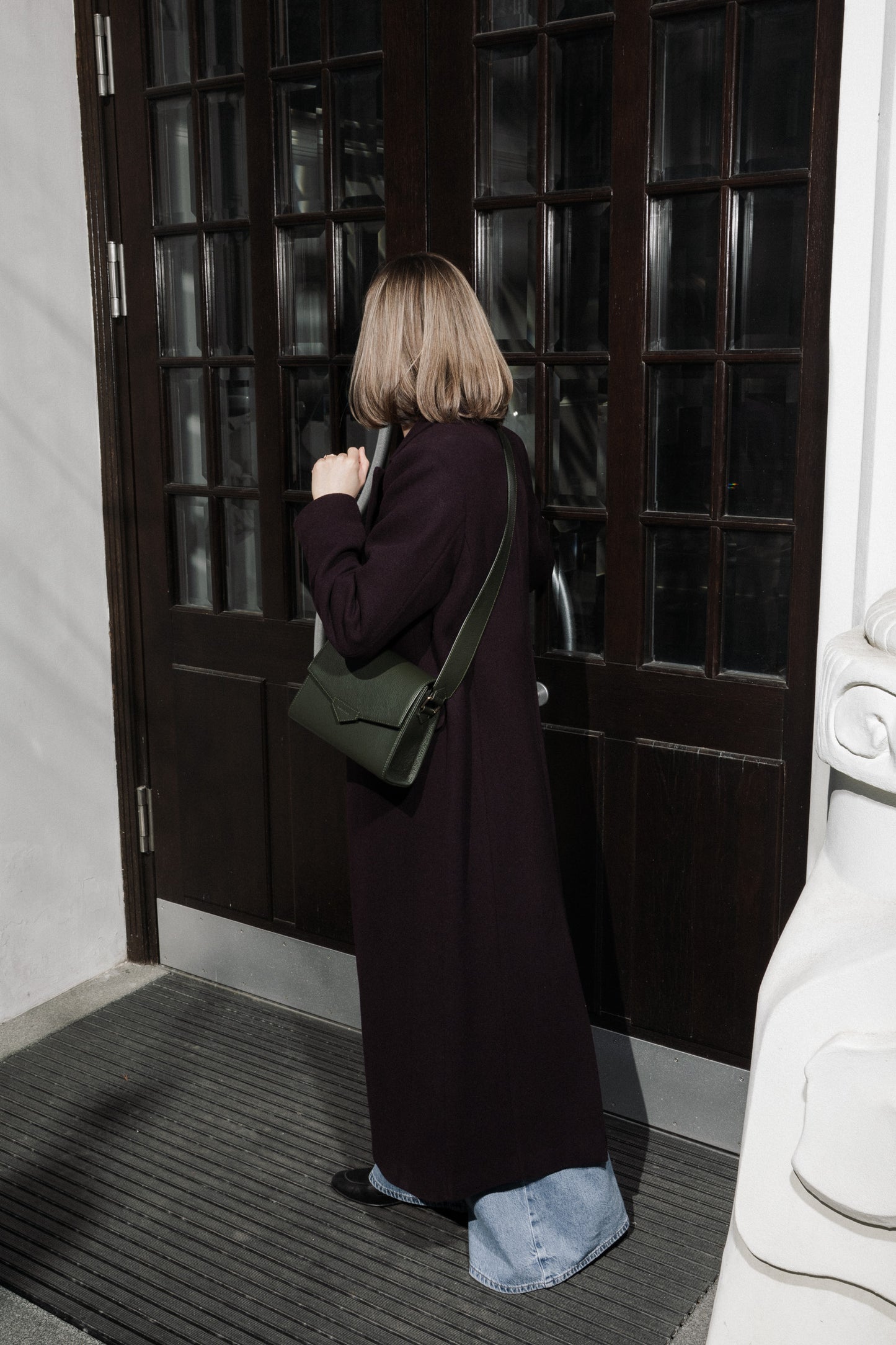 CROSS BODY BAG IN DARK GREEN LEATHER