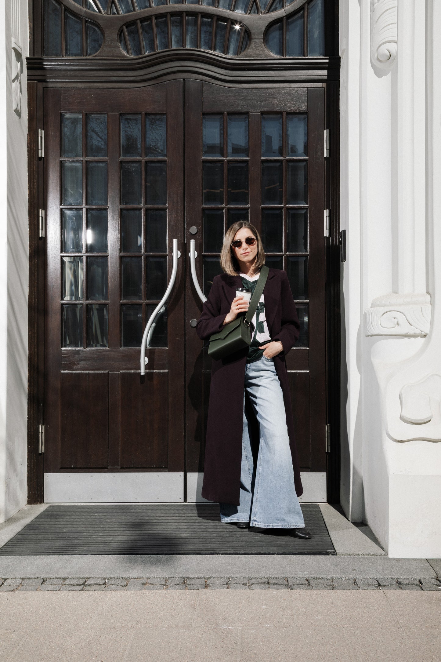 CROSS BODY BAG IN DARK GREEN LEATHER