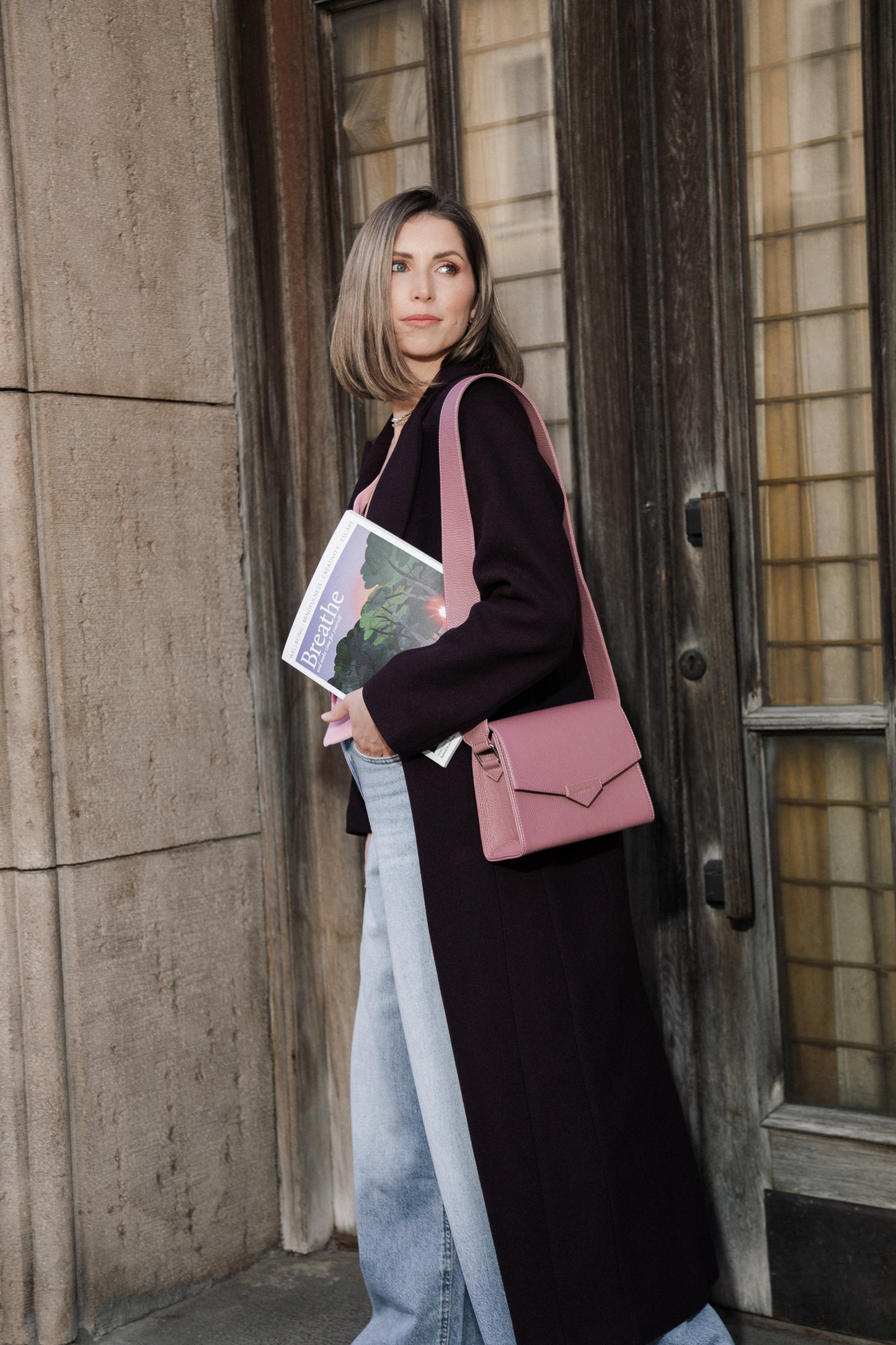 CROSS BODY BAG IN DUSTY PINK LEATHER