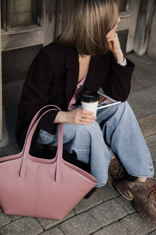 DUSTY PINK LEATHER TOTE BAG