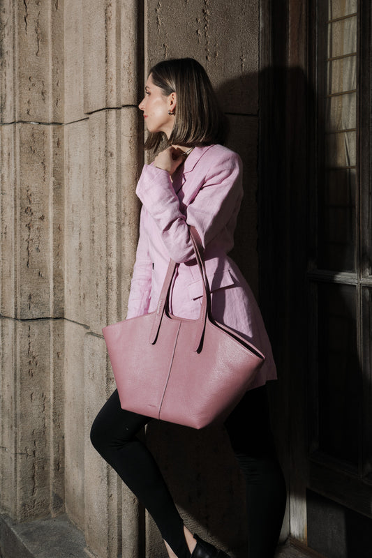 DUSTY PINK LEATHER TOTE BAG