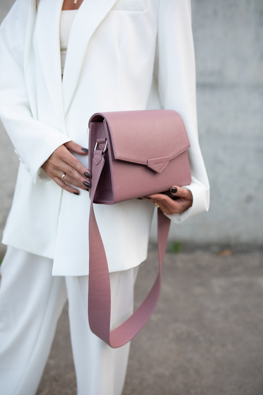 CROSS BODY BAG IN DUSTY PINK LEATHER